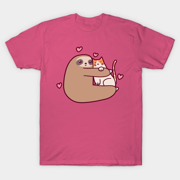 Sloth Loves Cat T-Shirt by saradaboru